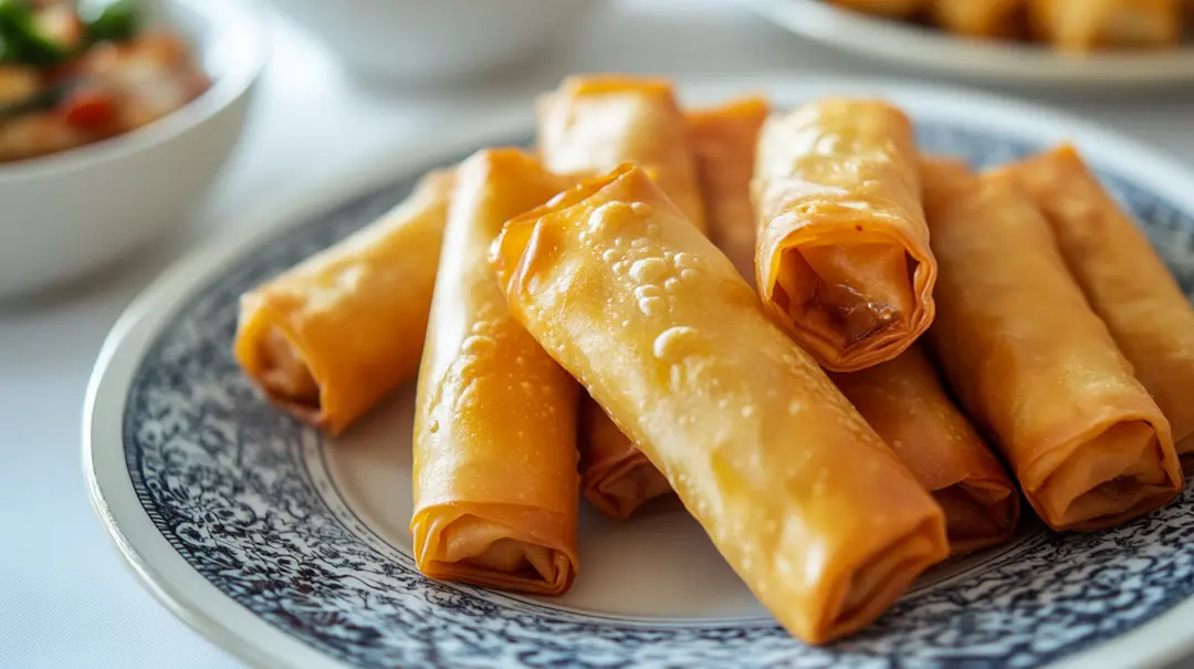 Plate of crispy spring rolls