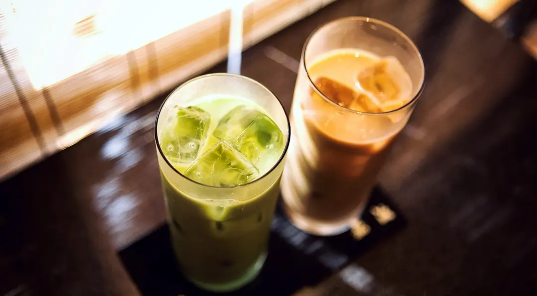 Iced Juices on table.