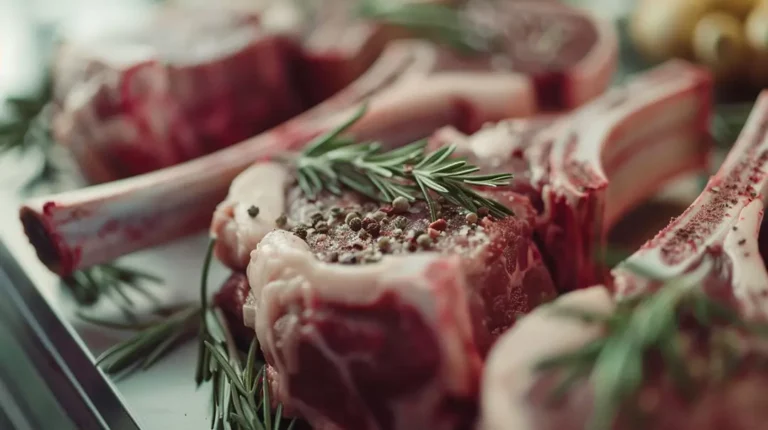 Raw lamb chops with rosemary and pepper