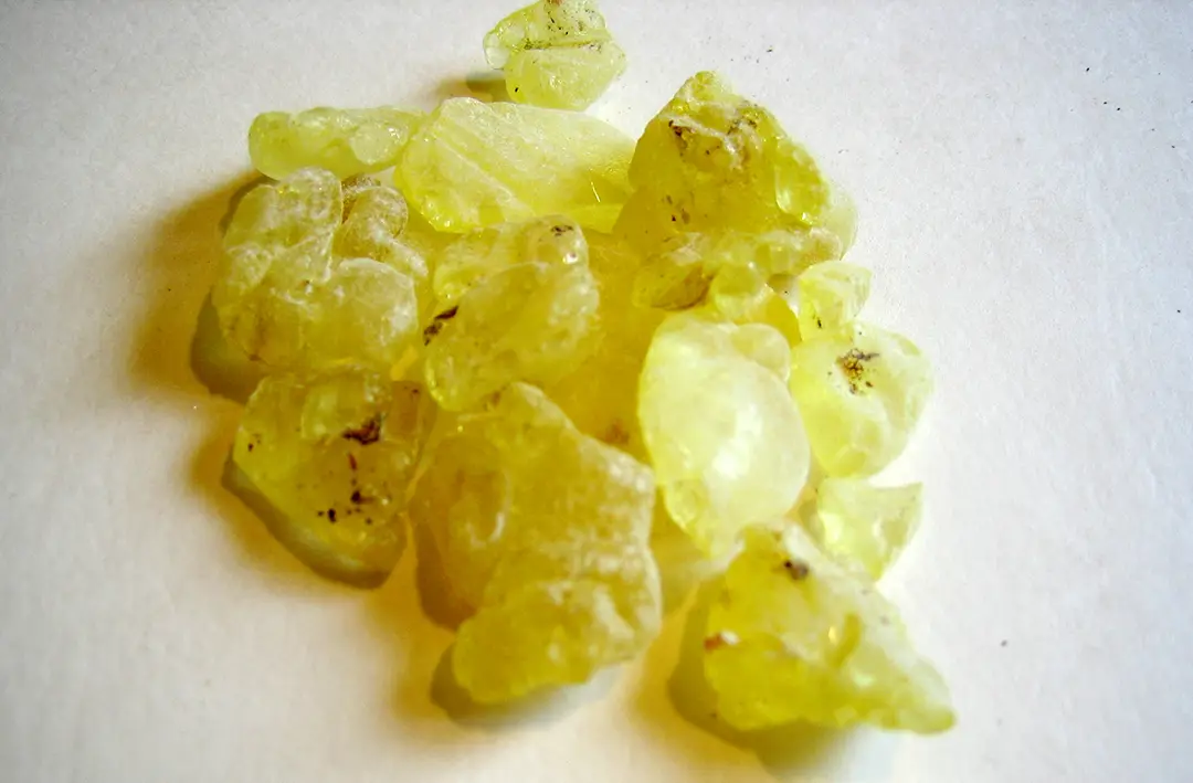Close-up of yellow sulphur crystals