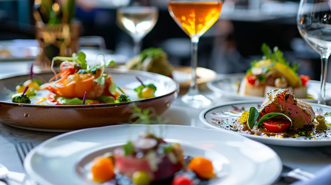 Gourmet dishes on a restaurant table.