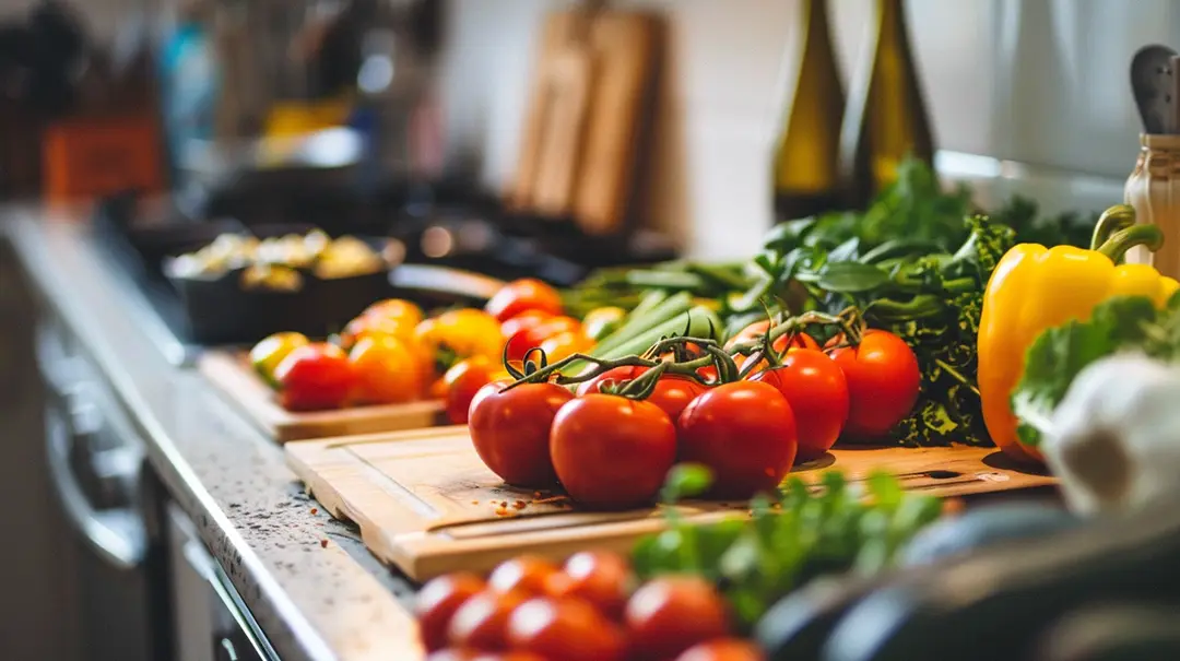 Fresh vegetables on a kitchen counter