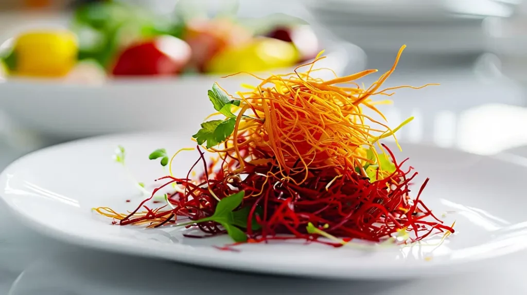Colourful safffron on white plate