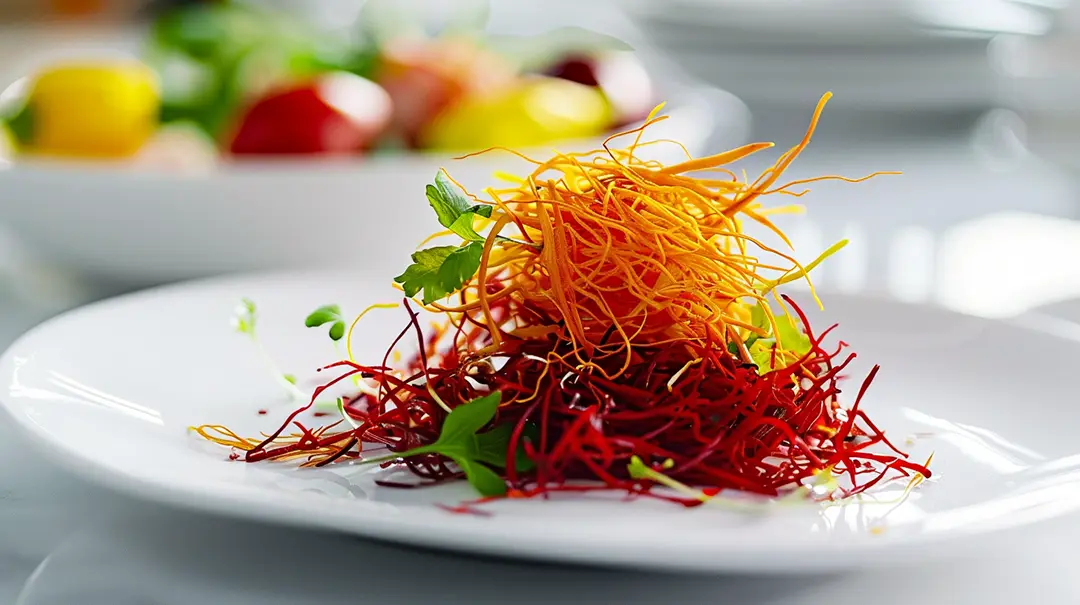 Colourful safffron on white plate