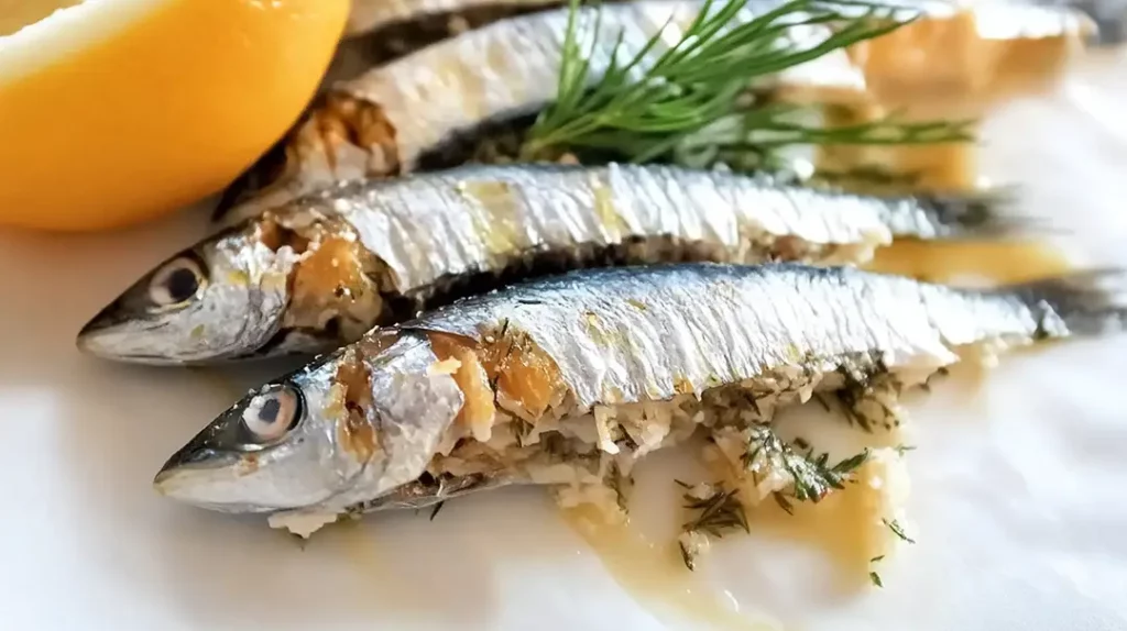 Stuffed sardines with herbs and lemon
