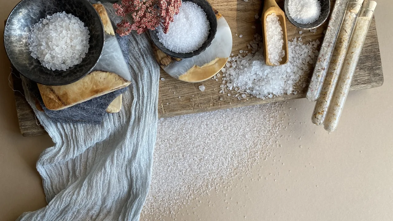 Rustic setup with bowls and salt
