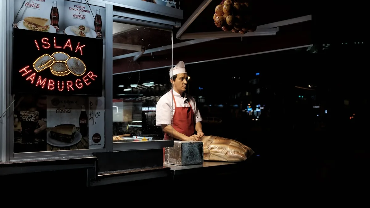 Street vendor at night hamburger stall